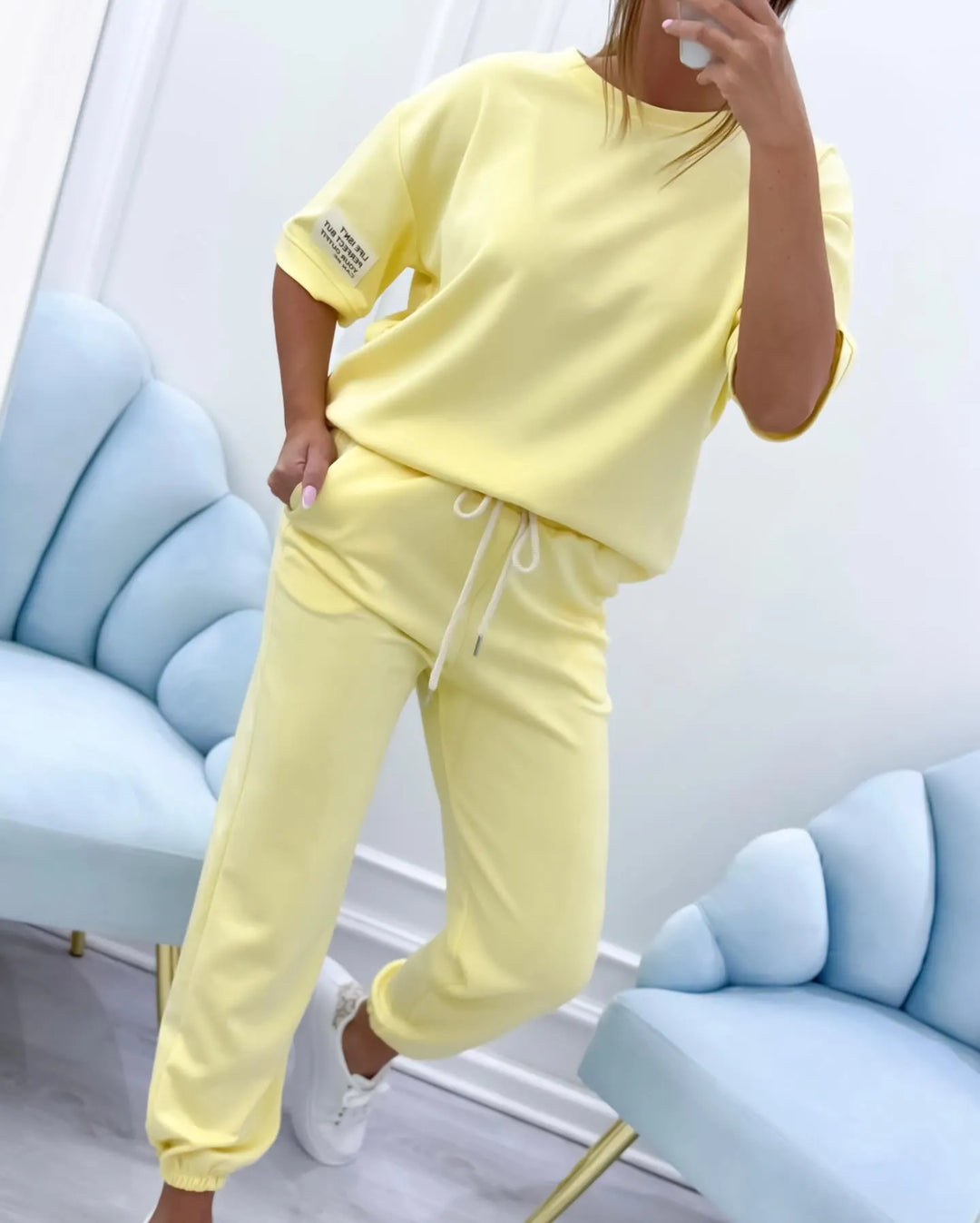 Nevira – Rundhals-Jersey-Set aus Top und Hose