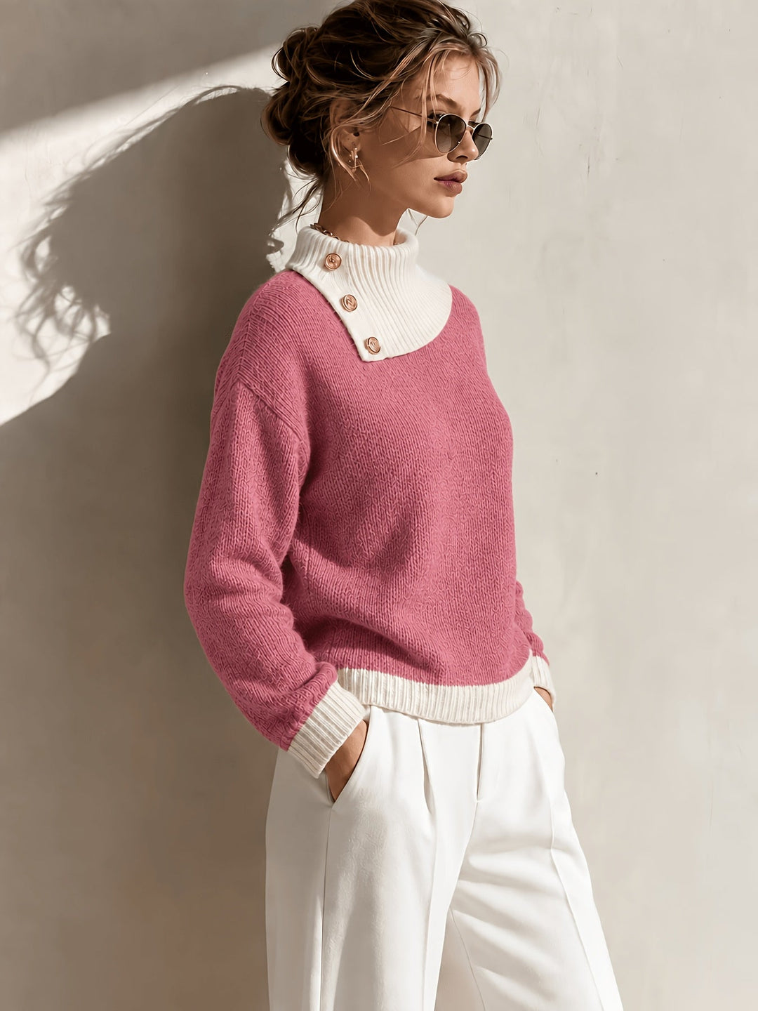 Calira – Asymmetrischer Halsausschnitt Strickpullover