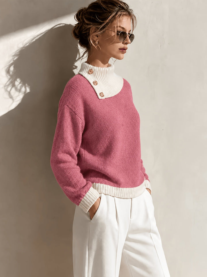 Calira – Asymmetrischer Halsausschnitt Strickpullover