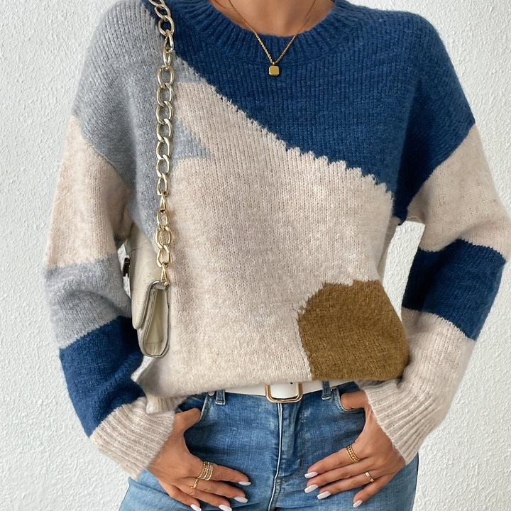 Luniva – zweigeteilter Farbblock-Strickpullover