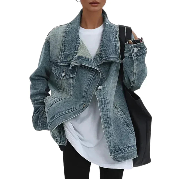 Tevara – Asymmetrische geknöpfte Webjacke