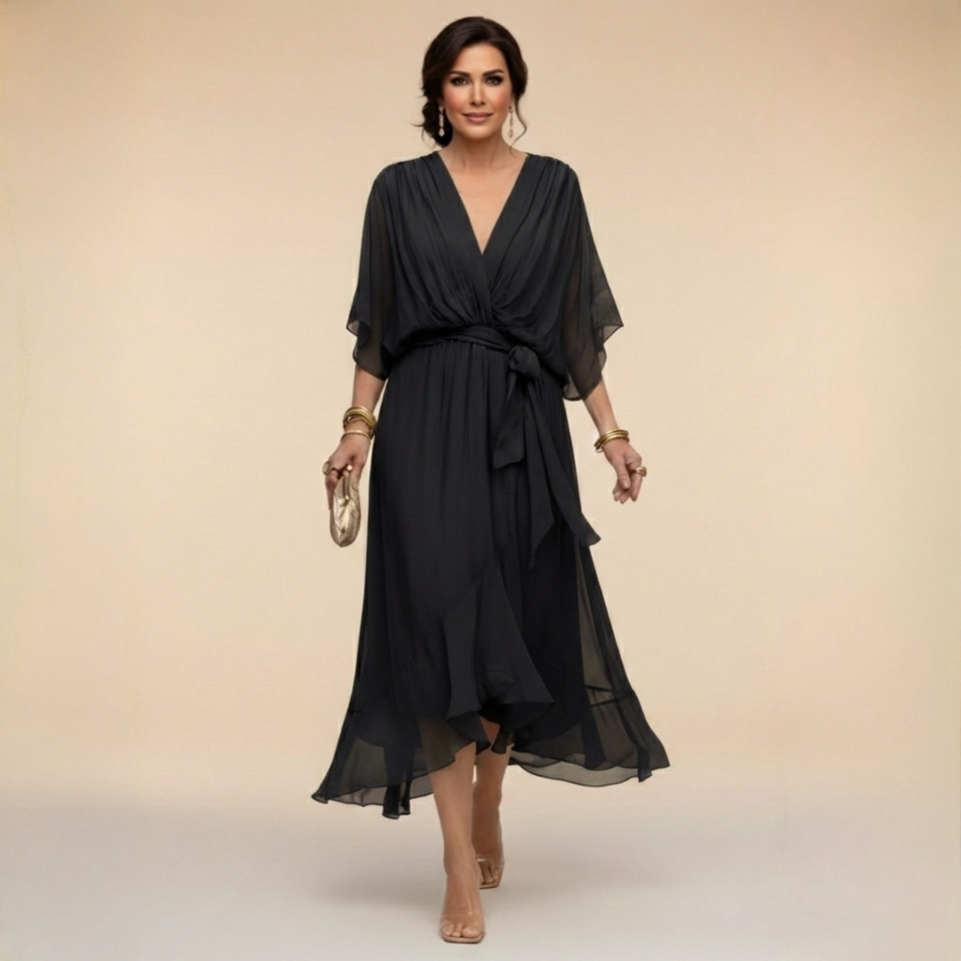 Nevaya – V-Ausschnitt transparentes Kleid