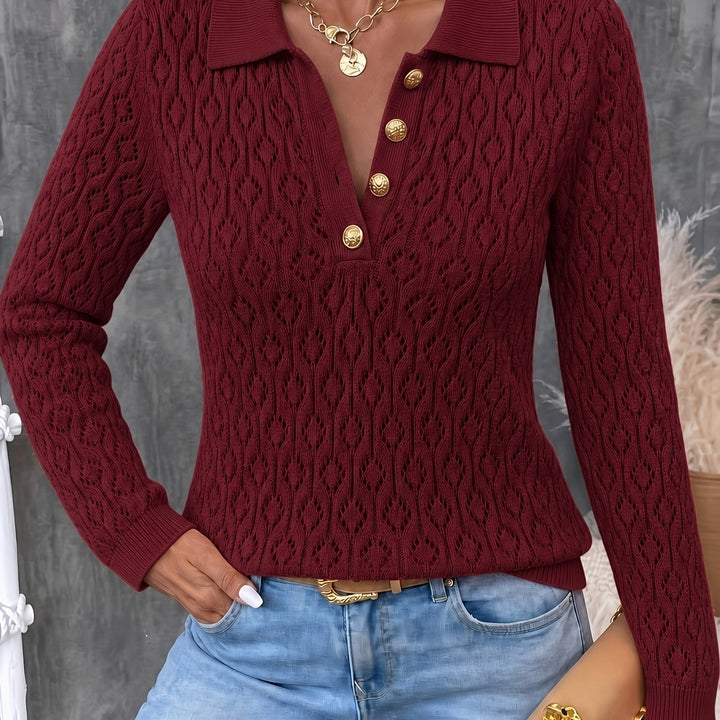 Avenya – offen gestrickter Polo-Pullover