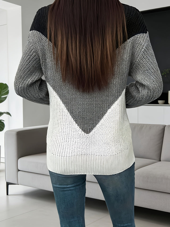Velira – Colorblocking-Strickpullover mit Reißverschluss