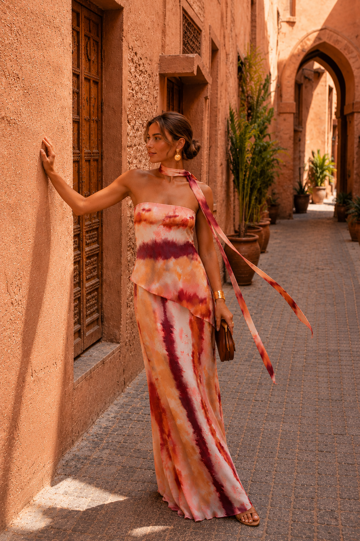 Ilyra – Kleid mit Herzausschnitt und Druck