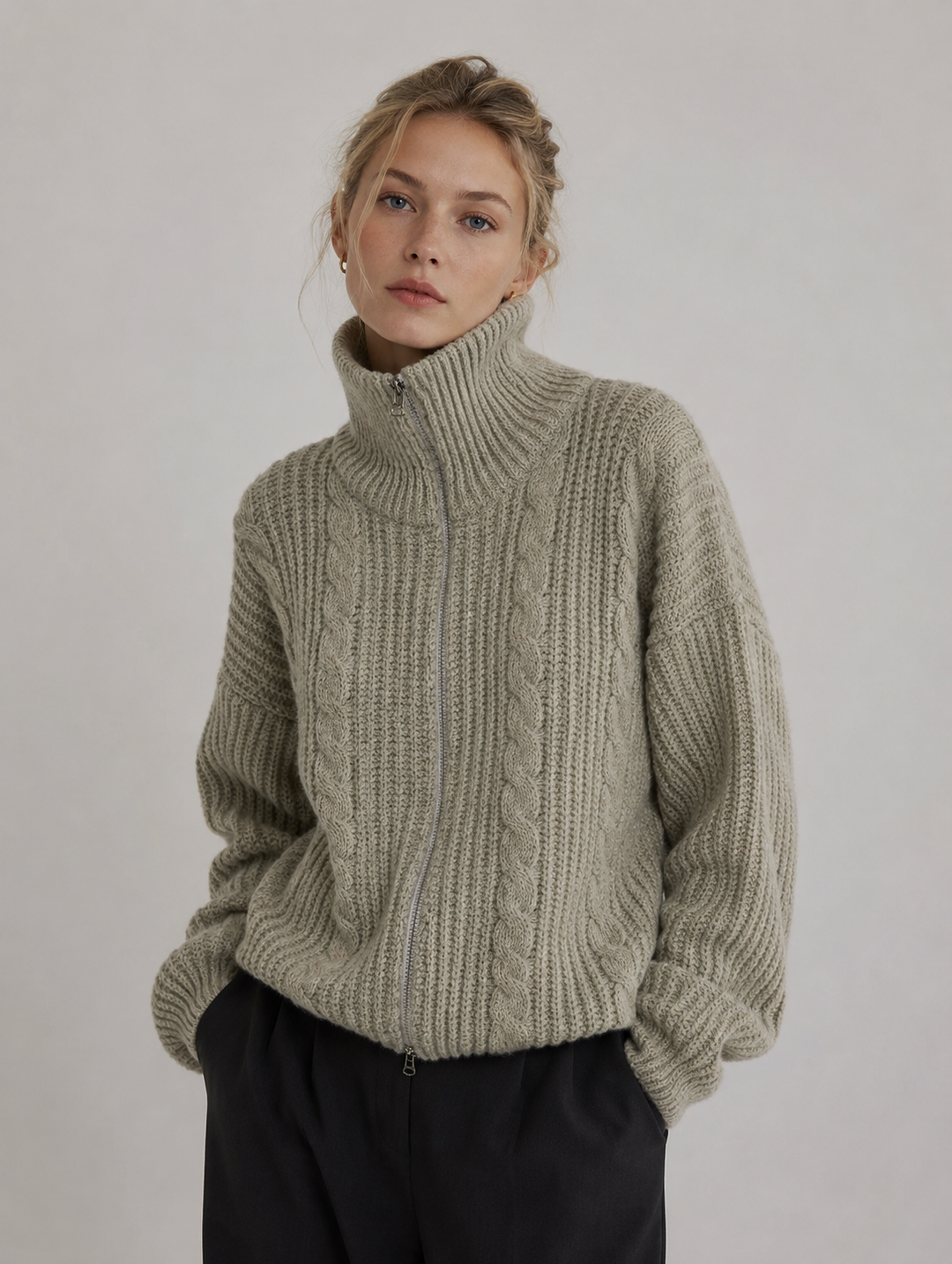 Velira – Frontreißverschluss-Strickjacke