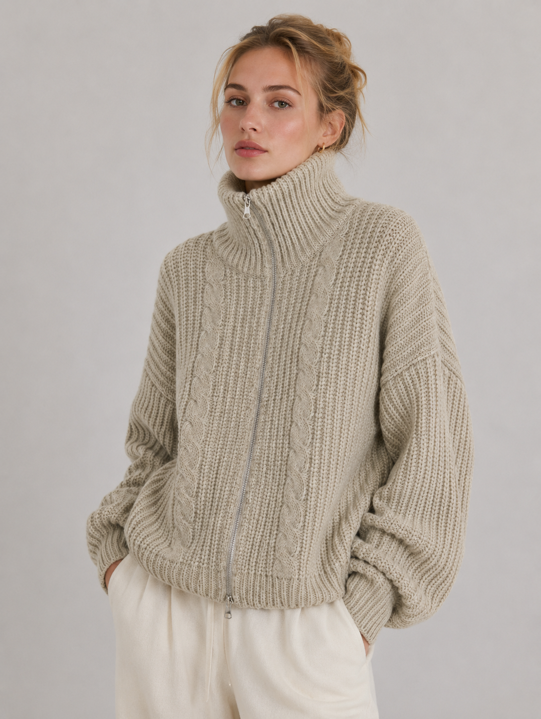 Velira – Frontreißverschluss-Strickjacke