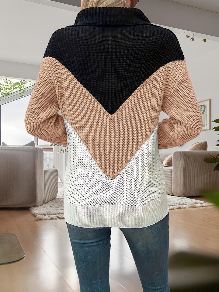 Velira – Colorblocking-Strickpullover mit Reißverschluss