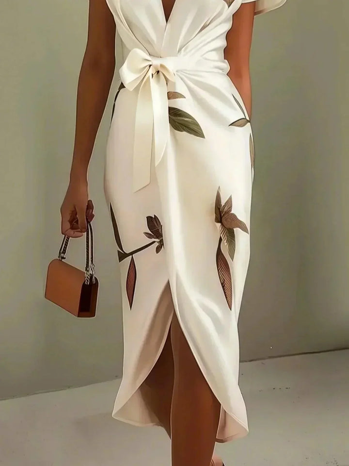 Ilyra – Wickelfront-Kleid mit polierter Oberfläche