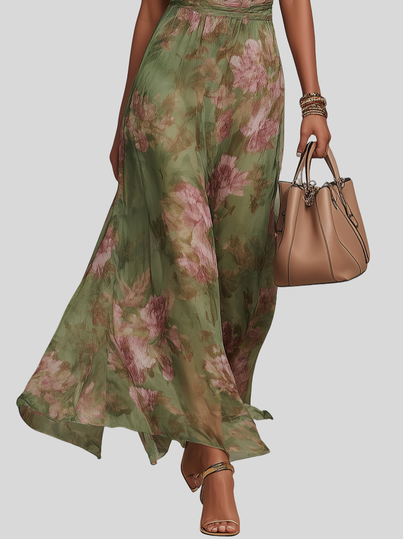Neckholder-Blumendruck-Maxikleid