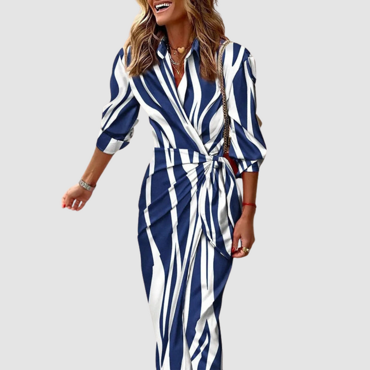 Sevina – Vertikal gestreiftes Midikleid