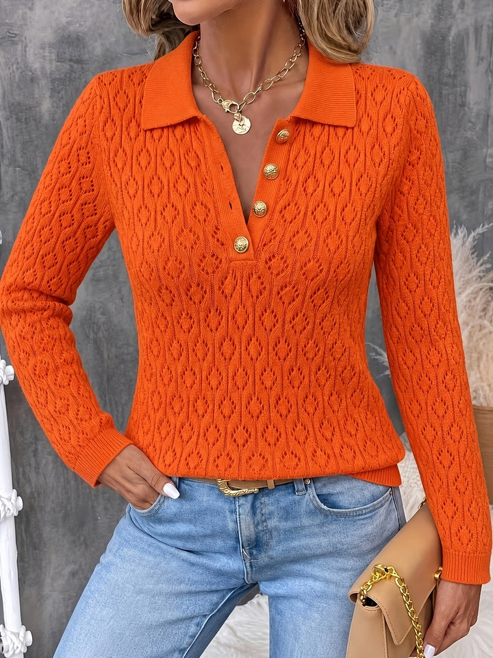 Avenya – offen gestrickter Polo-Pullover