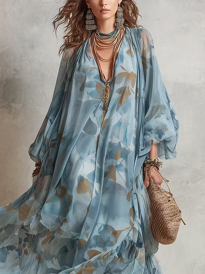 Avyra – Maxi-Seidenmischung-Langkleid