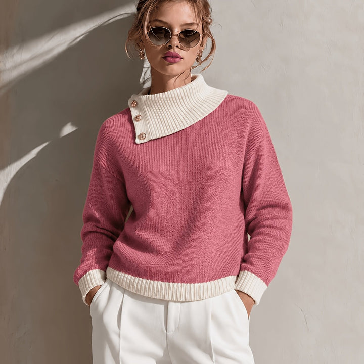 Calira – Asymmetrischer Halsausschnitt Strickpullover