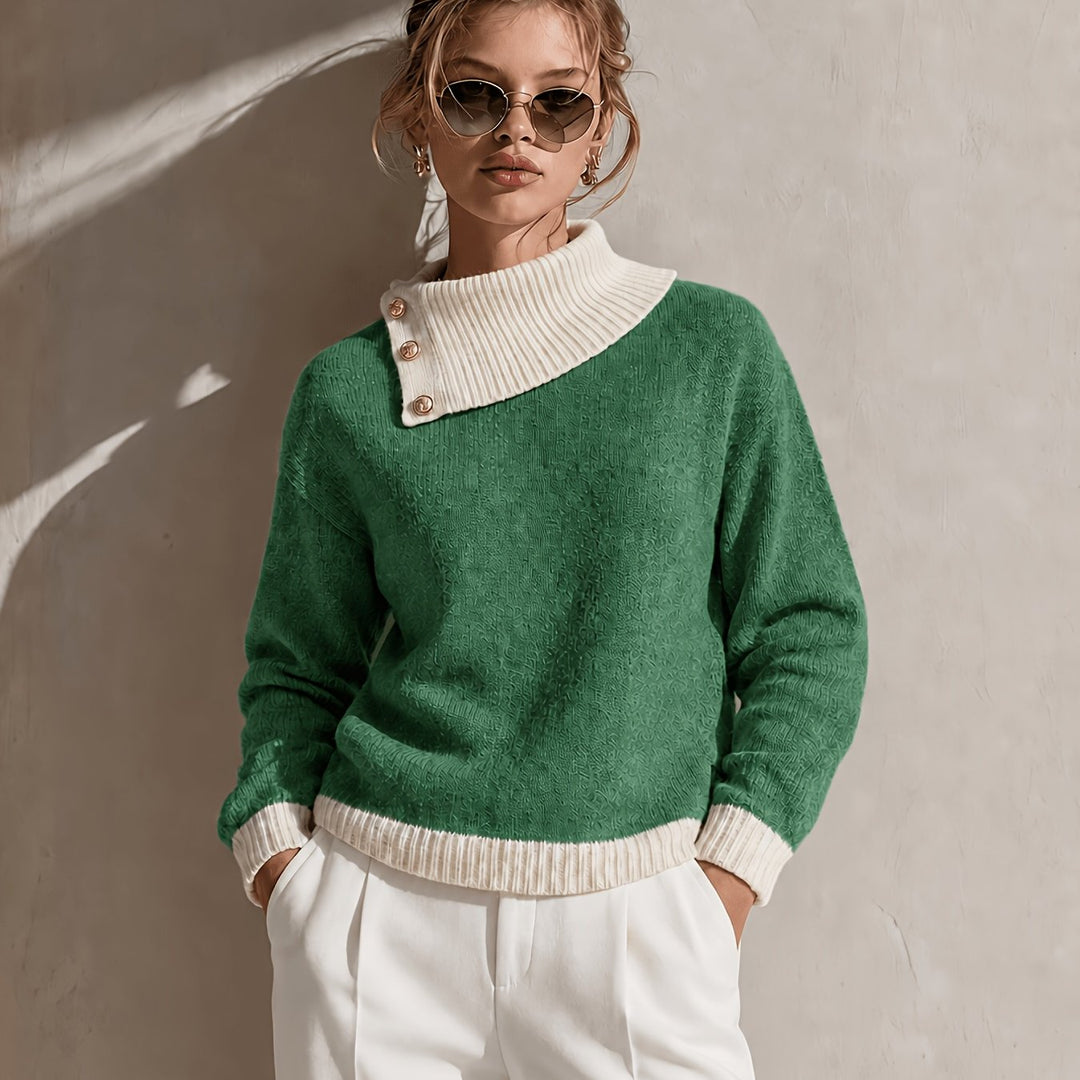 Calira – Asymmetrischer Halsausschnitt Strickpullover