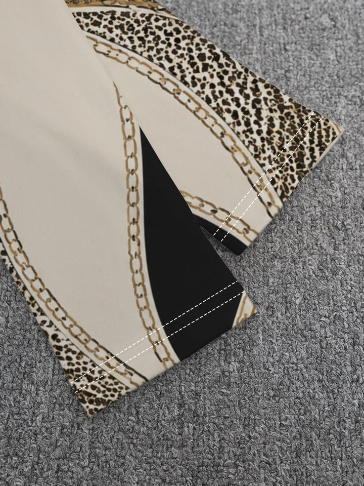 Elaren – Kettenglieder-Leopardenprint Jersey-T-Shirt