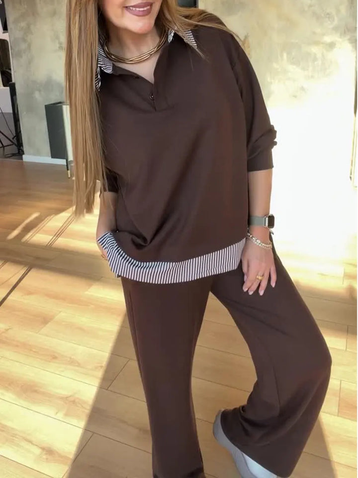 Velani – Patchwork-Baumwoll-Set aus Sweatshirt und Hose