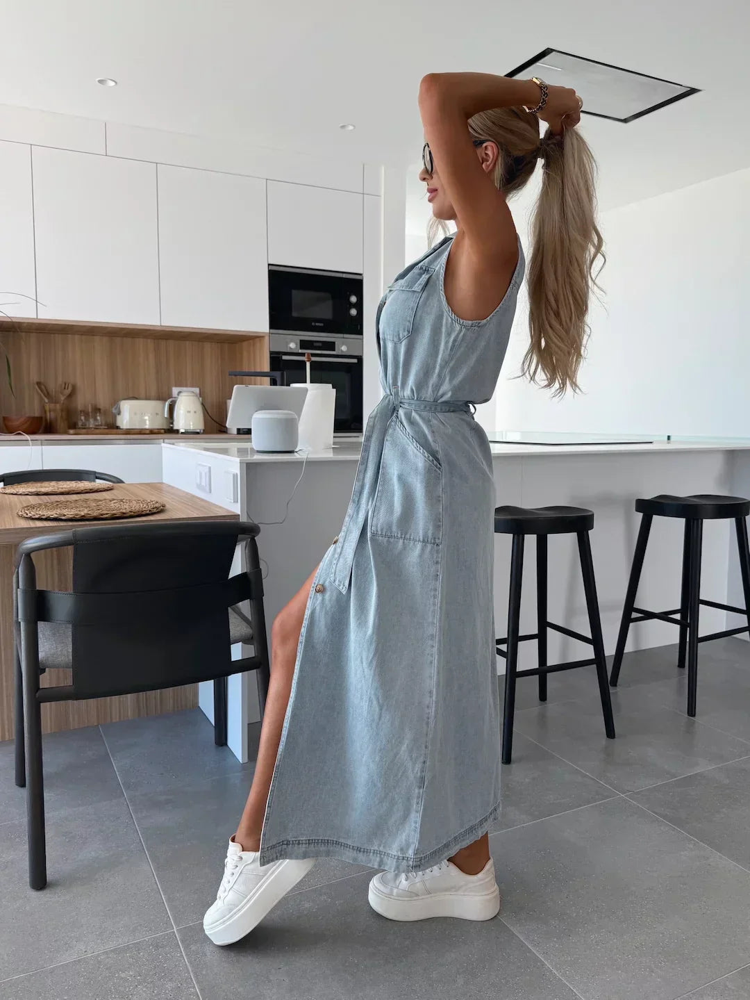 Lysena – Denimkleid mit Knopfleiste