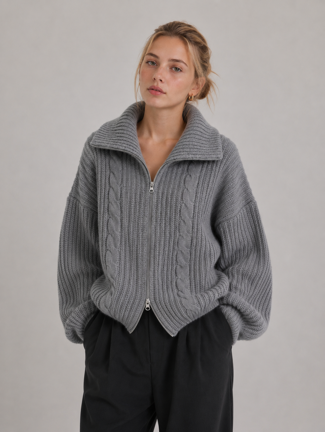 Velira – Frontreißverschluss-Strickjacke