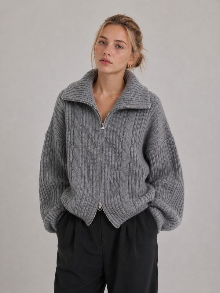 Velira – Frontreißverschluss-Strickjacke