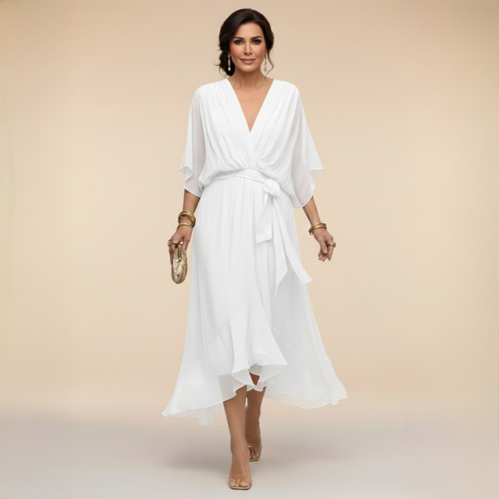 Nevaya – V-Ausschnitt transparentes Kleid