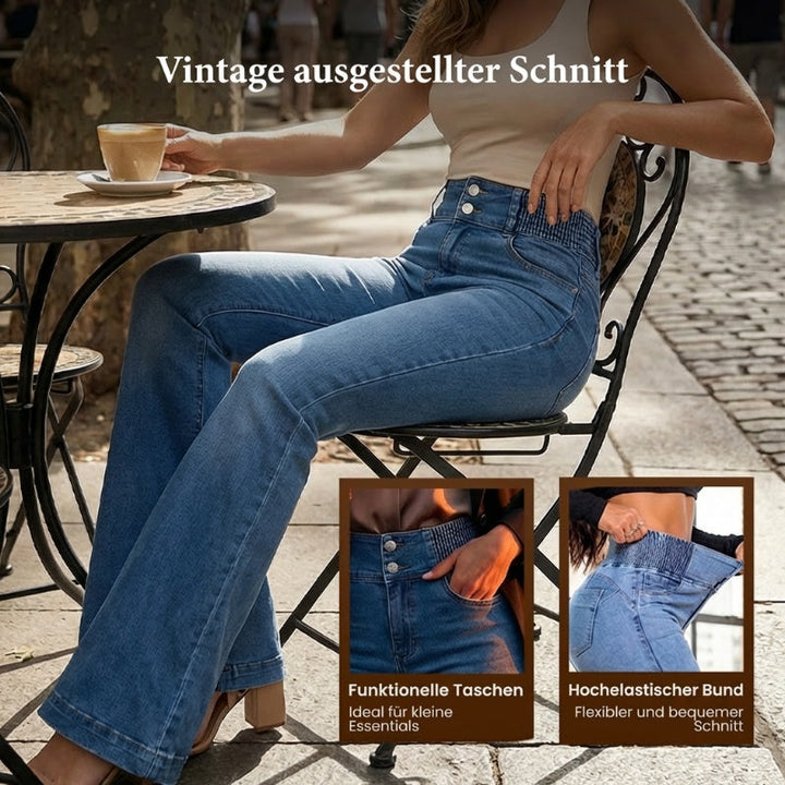Rilena – Hoch taillierte, ausgestellte Stretch-Denim-Jeans