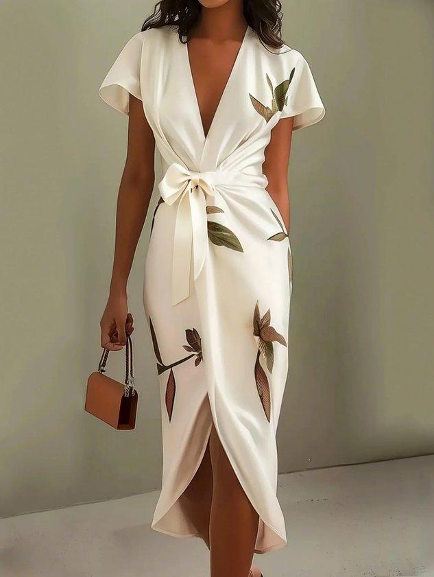 Ilyra – Wickelfront-Kleid mit polierter Oberfläche