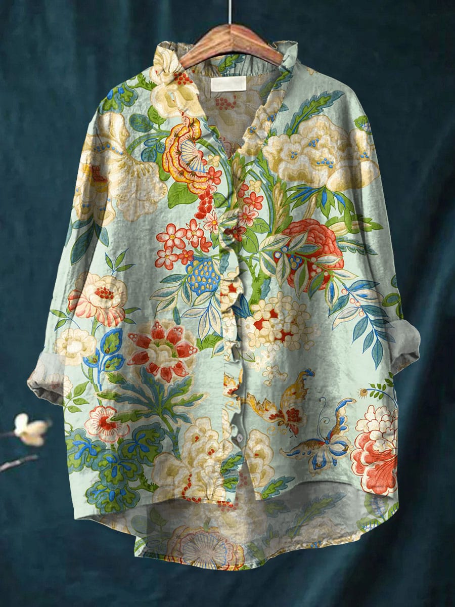 Cirela – Bluse mit Rüschenkragen und floralem Druck