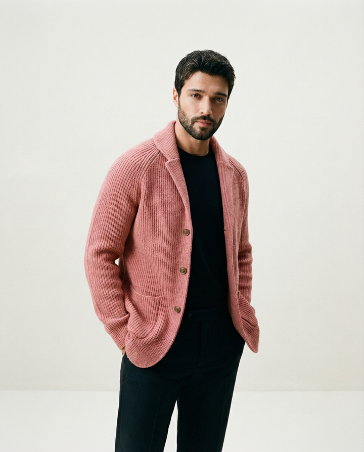 Schalkragen-Strickjacke aus Wollmischung