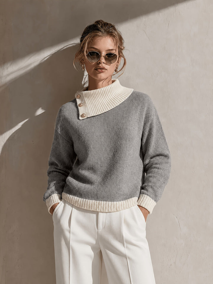 Calira – Asymmetrischer Halsausschnitt Strickpullover