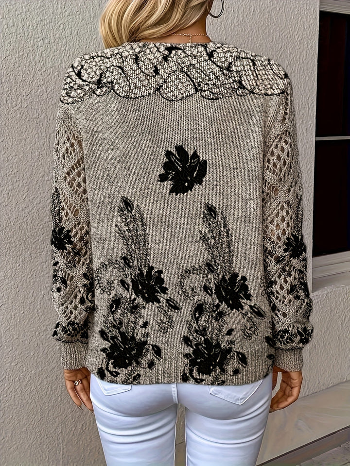 Aunira – Allover-Blumenmuster Strickpullover