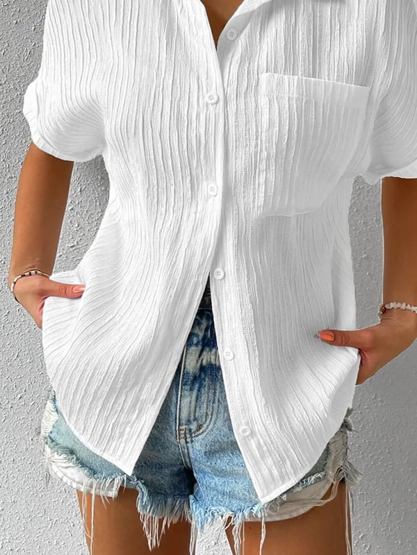 Navira – Bluse aus Baumwollmischung mit Hemdkragen