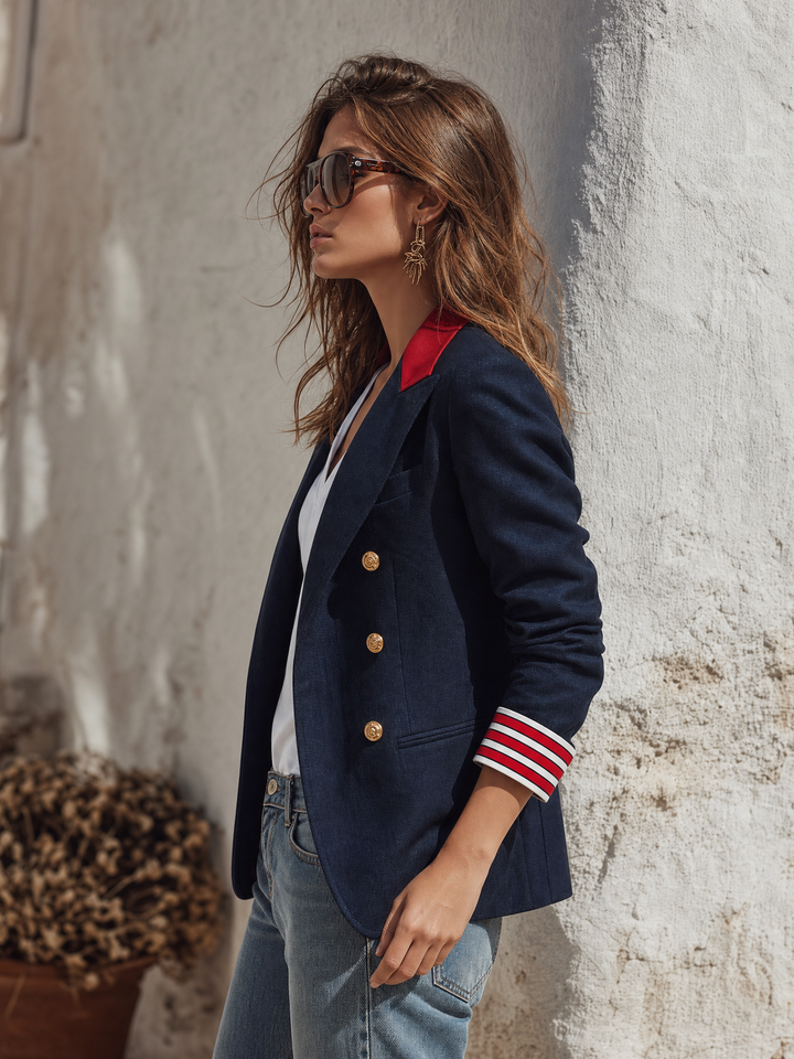 Naleva – Doppelreihiger Blazer aus Baumwollmischung