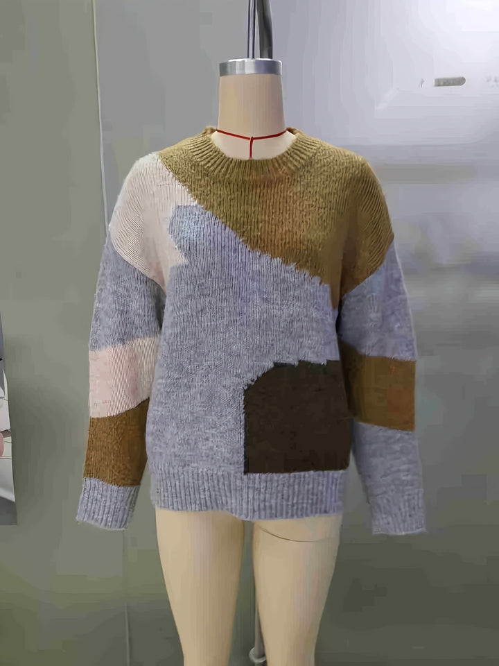 Luniva – zweigeteilter Farbblock-Strickpullover