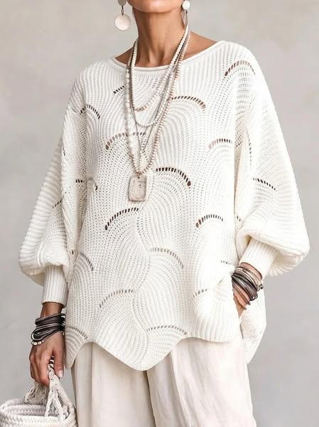 Velira – wellenförmiger, offen gestrickter Pullover