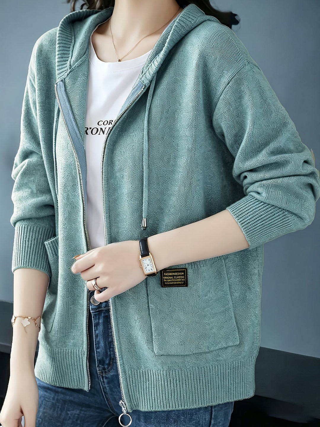 Rilena – Kapuzen-Strickjacke mit Kordelzug