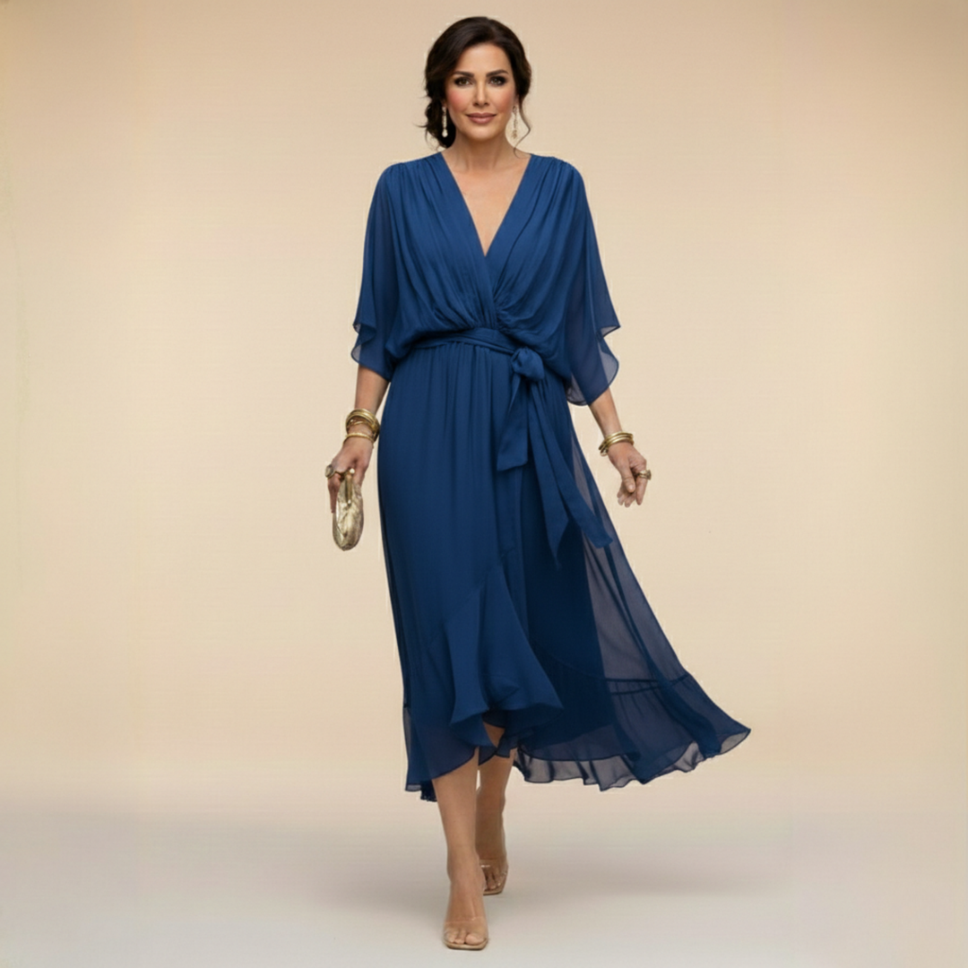 Nevaya – V-Ausschnitt transparentes Kleid