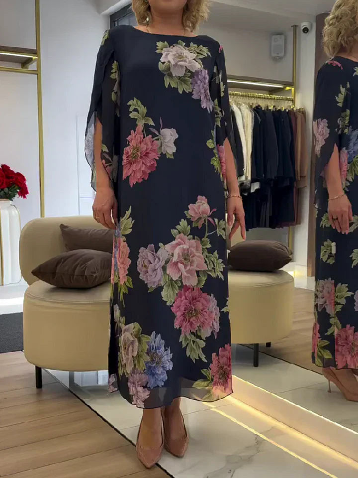 Calira – Seitenschlitz-Chiffon-Maxikleid