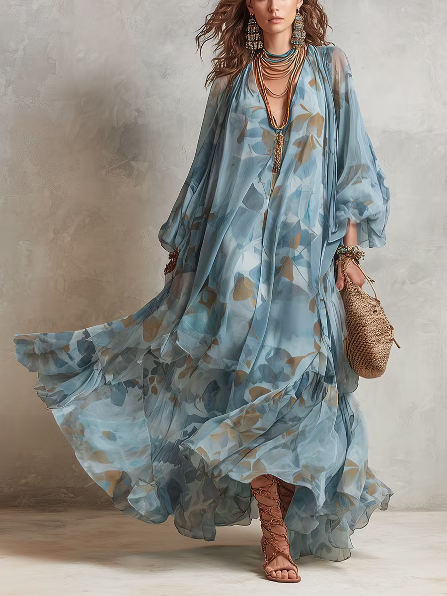 Avyra – Maxi-Seidenmischung-Langkleid