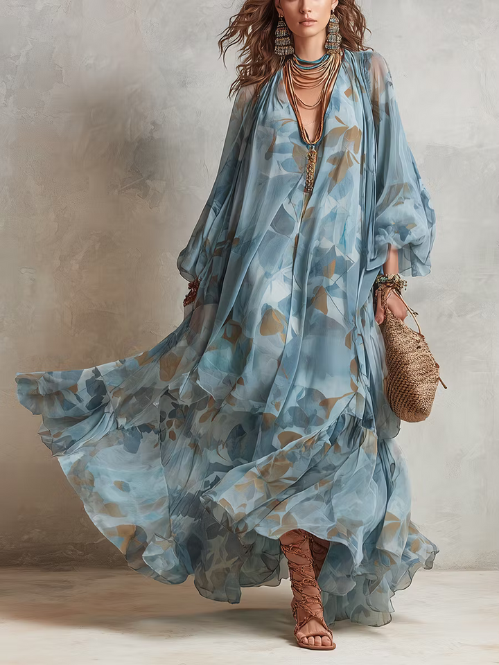 Avyra – Maxi-Seidenmischung-Langkleid