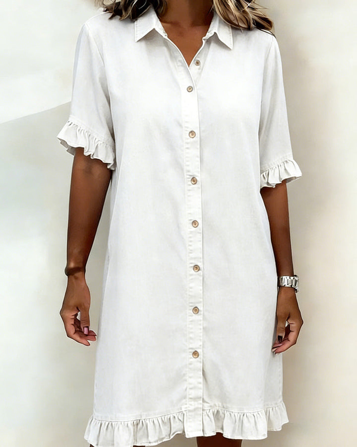 Kiraya – Rüschenärmel-Denimkleid