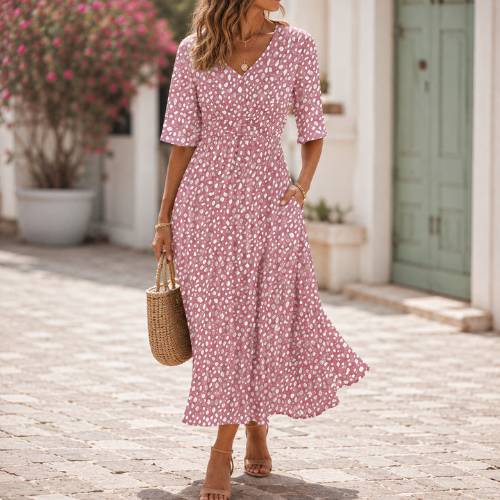 Rilena – drapiertes Jersey-Midikleid