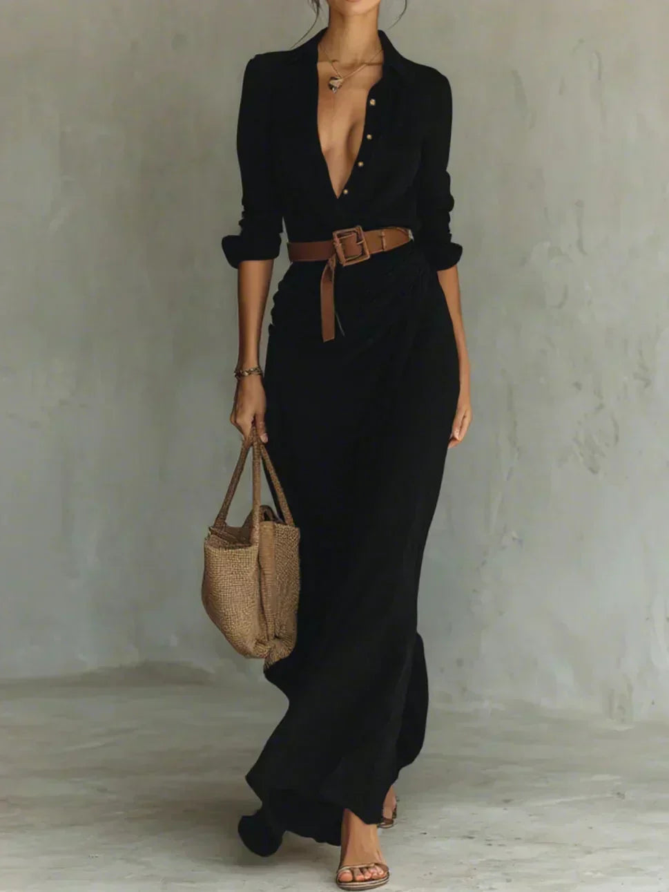 Sevra – Maxikleid mit Bindegürtel