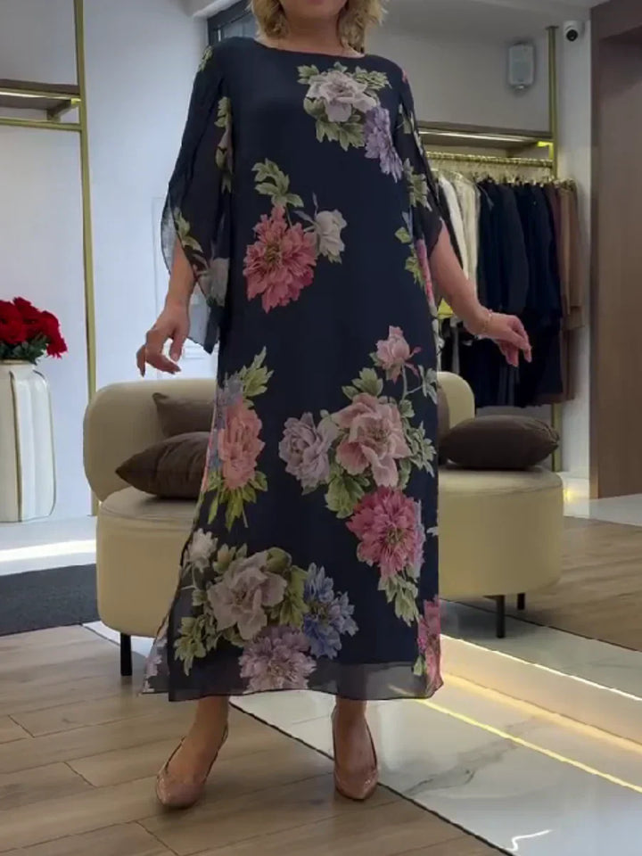 Calira – Seitenschlitz-Chiffon-Maxikleid
