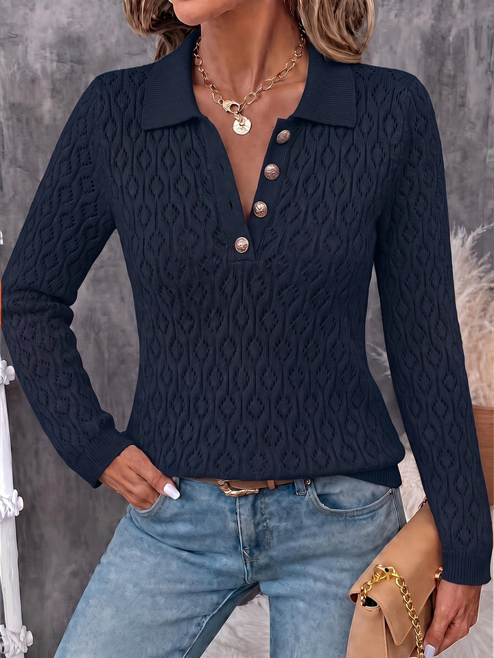 Avenya – offen gestrickter Polo-Pullover