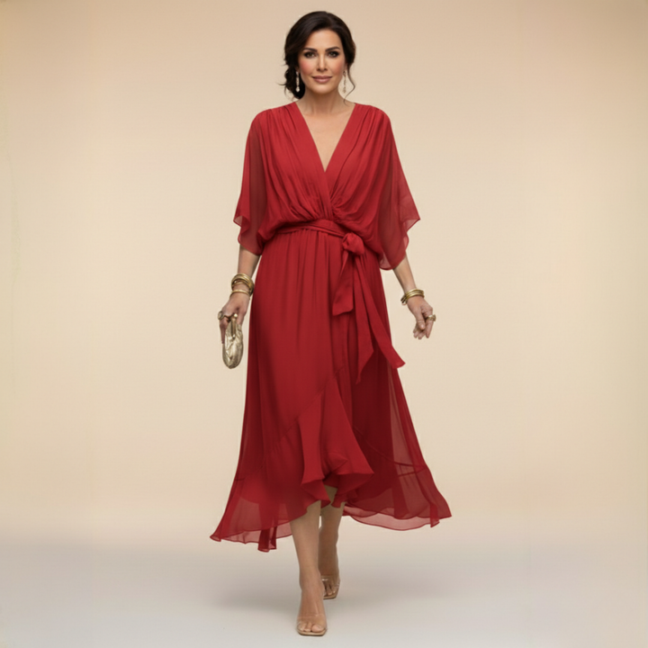 Nevaya – V-Ausschnitt transparentes Kleid