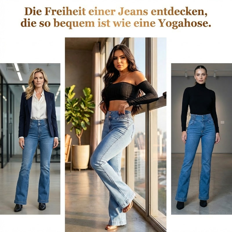 Rilena – Hoch taillierte, ausgestellte Stretch-Denim-Jeans