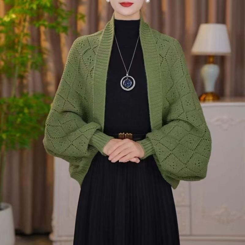 Eryla – Schal-Strickjacke aus Ajourstrick