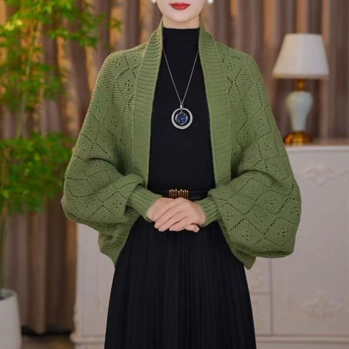 Eryla – Schal-Strickjacke aus Ajourstrick