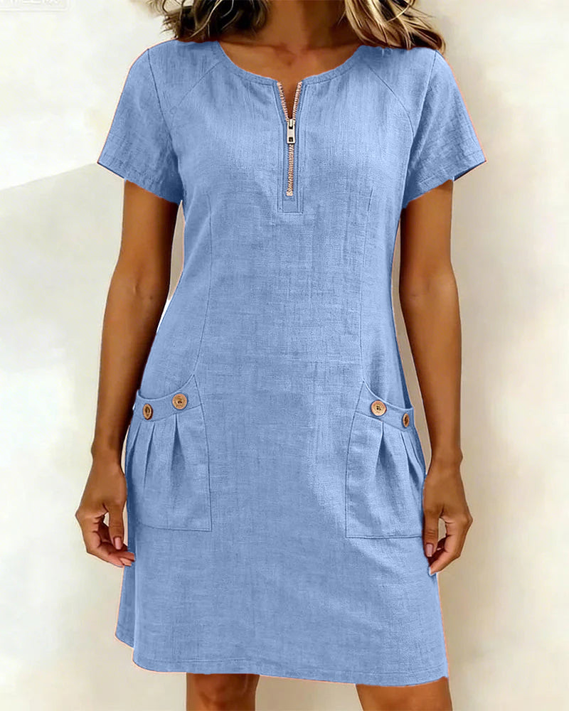 Renavi – A-Linienkleid aus Baumwoll-Leinen